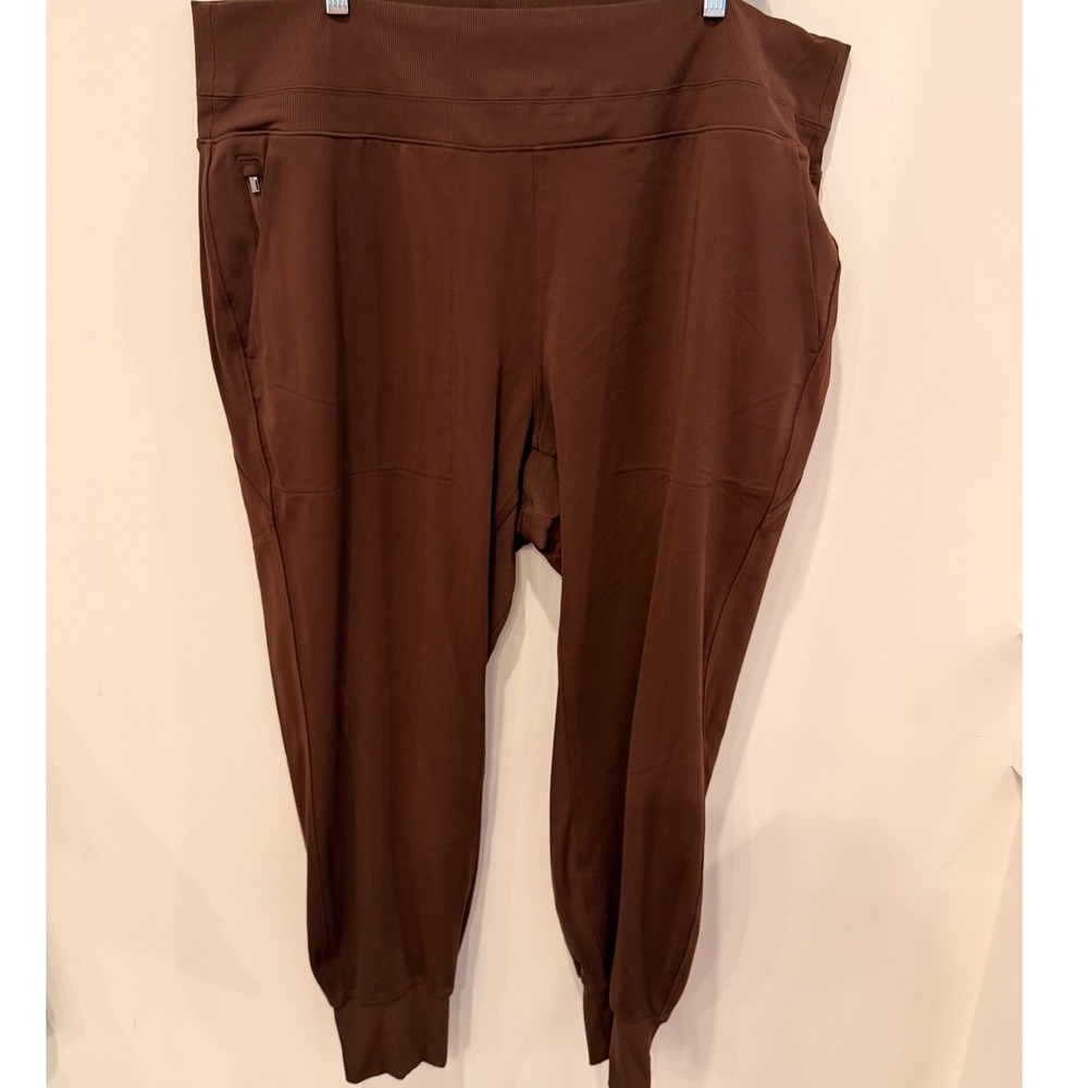 Athleta Venice Jogger Brown High Rise‎ Zipper Pocket Athletic Pants Womens 2X